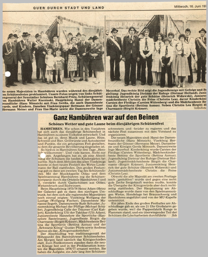 Bericht vom Schützenfest 1976